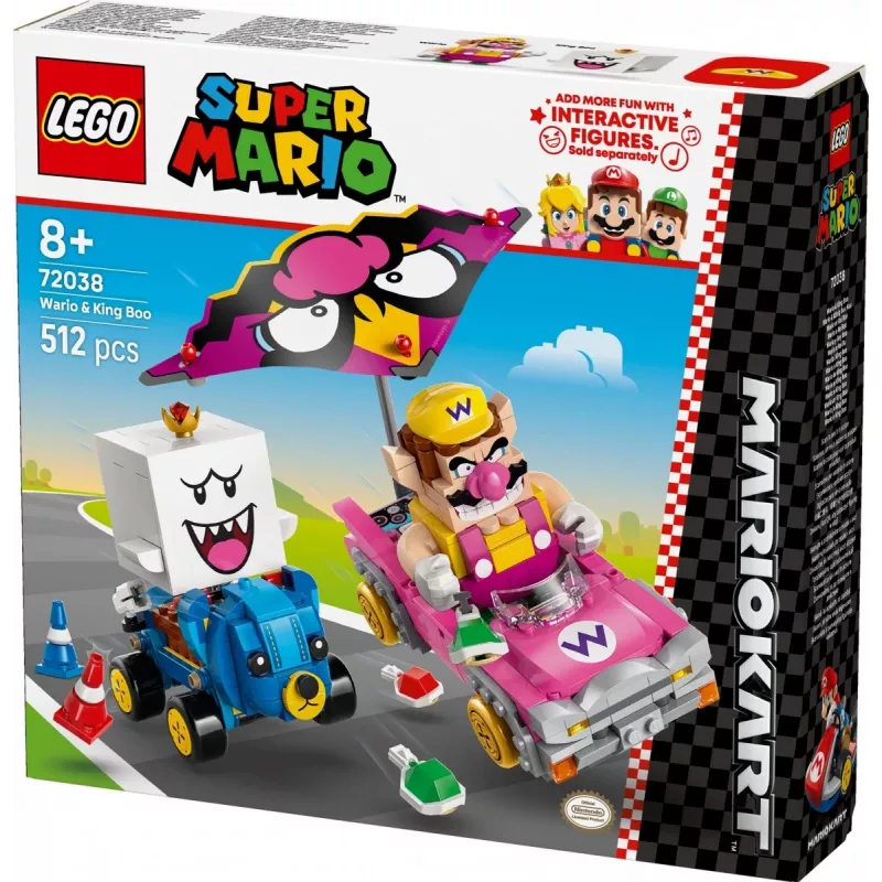 LEGO konstrukcinis žaislų rinkinys 72038 Super Mario Mario Kart Wario King Buu Huu – personažų figūrėlės ir trasos elementai