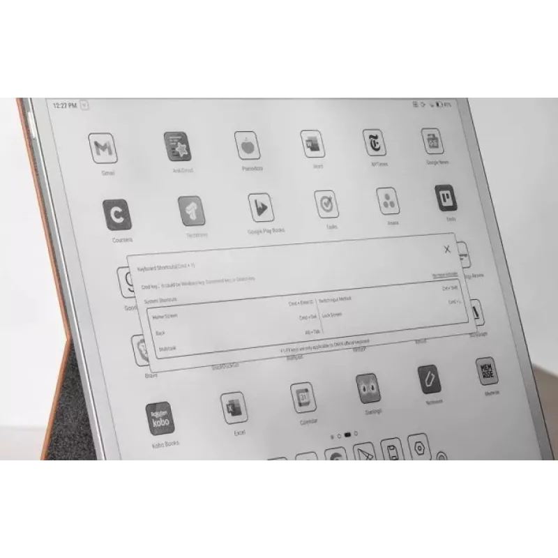 Klaviatūros dėklas Onyx Boox Note Max ir Tab X C — rudas apsauginis aplankas su integruota klaviatūra