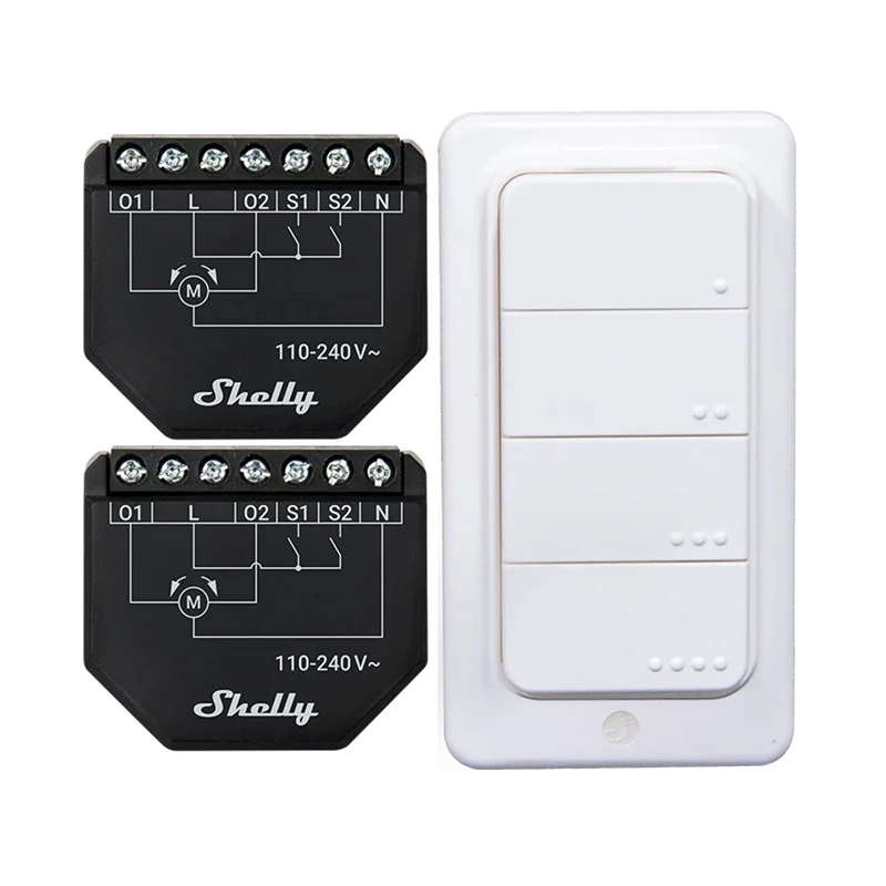 Shelly WiFi valdiklio rinkinys Shutter BLU RC Button 4 — išmanioji relė roletams ir žaliuzėms