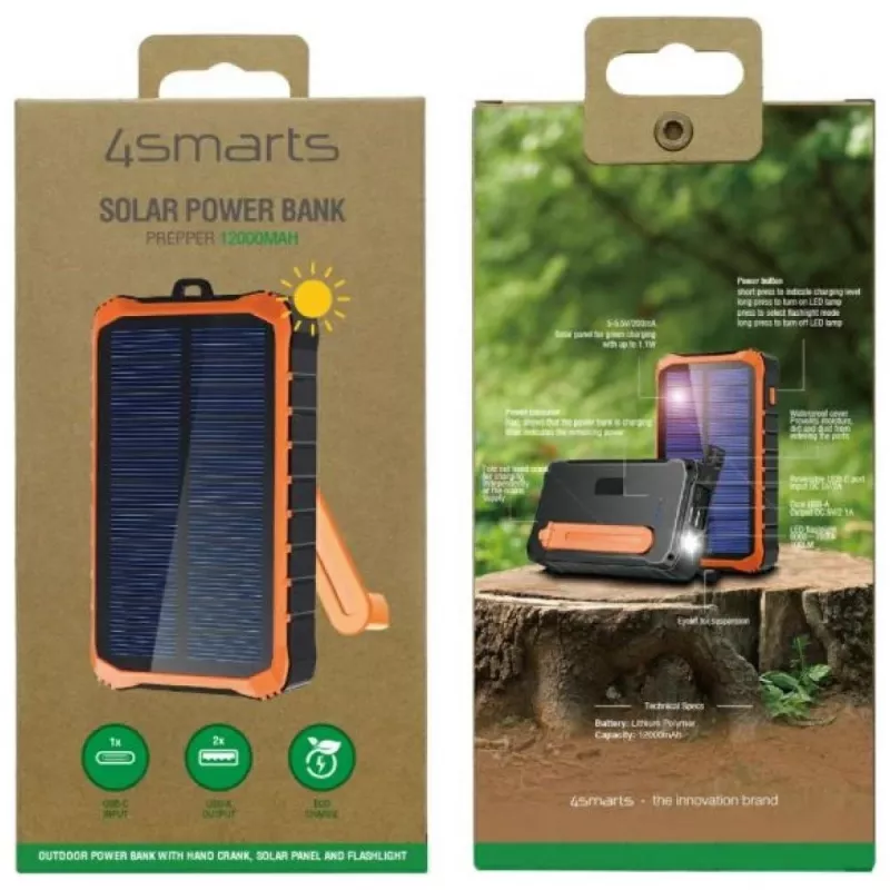 „Powerbank Propper Solar 12000mAh“ pilka