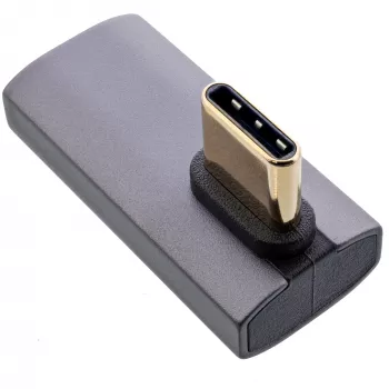InLine USB4 adapteris, USB-C kištukas/lizdas vertikalus dešinėn/kairėn kampuotas, aliuminis, pilkas