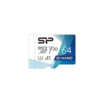 Ultra didelės spartos atminties kortelė „MicroSDXC“ „Silicon Power Superior Pro“ 64 GB UHS-III U3 V30 100/80 MB/s su SD adapteriu