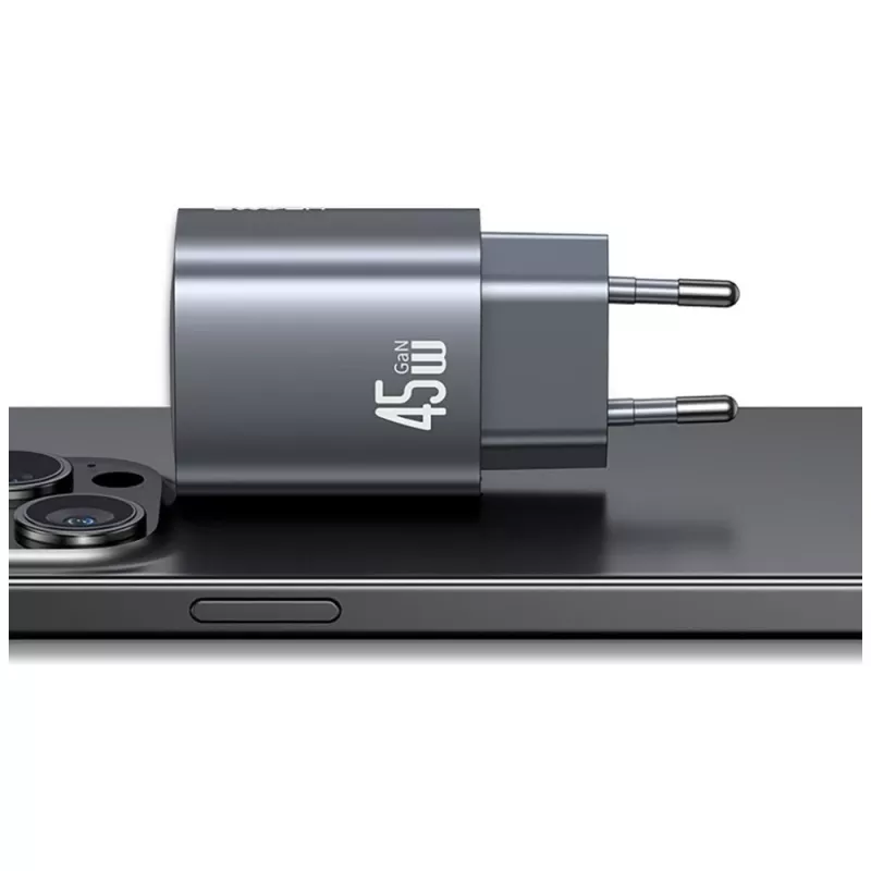 Įkroviklis T66 45W CC290 GaN Greitas įkrovimas sidabrinis