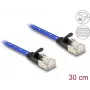 Tinklo kabelis DeLOCK RJ45 plokščias Cat.6A 0,3 m mėlynas