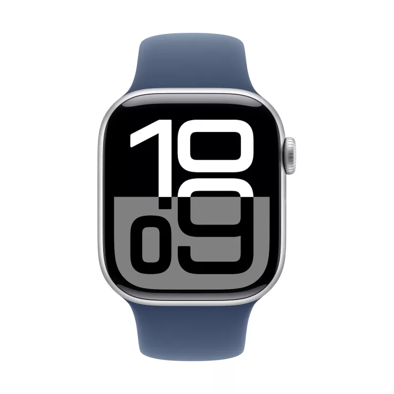 Laikrodis Series 10 GPS 42 mm sidabrinis aliuminio korpusas su džinsinio audinio sportine juostele - S/M