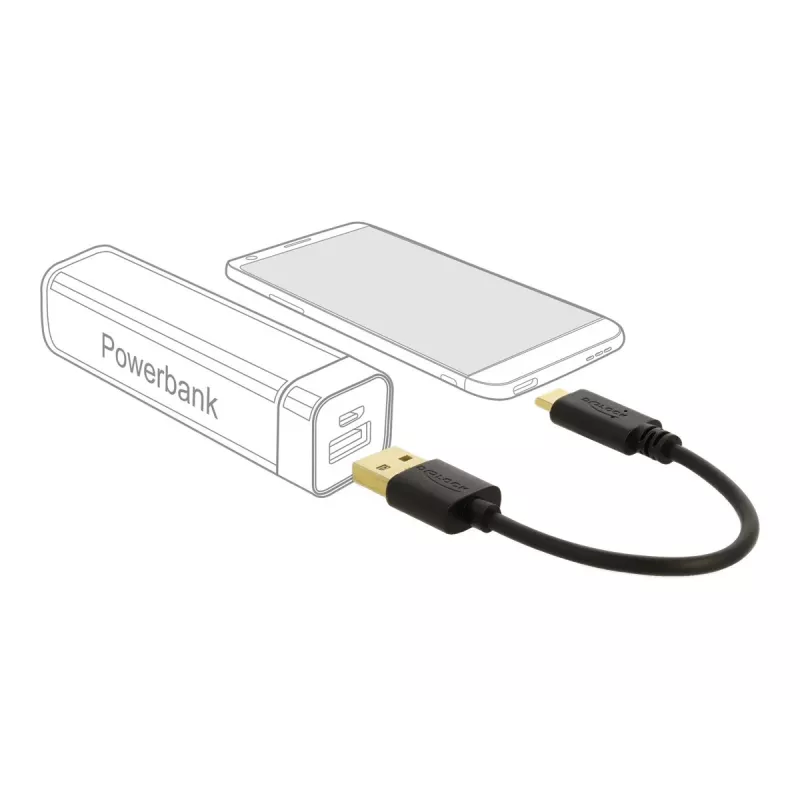 DeLOCK USB įkrovimo laidas Type-A į USB Type-C 15 cm juodas
