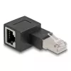 DeLOCK RJ45 kištuko prie RJ45 lizdo adapteris Cat.6A 90° į kairę pasuktas juodas