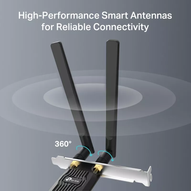„Wi-Fi 6 Bluetooth“ PCIe adapteris TP‑LINK Archer TX10E AX900 — PCIe kortelė, AX900 Wi‑Fi 6, „Bluetooth“