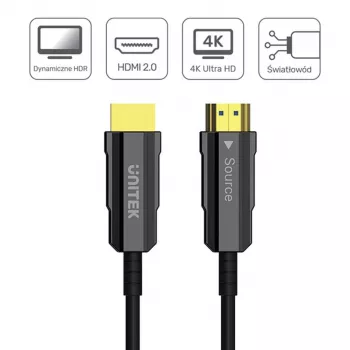 HDMI optinis kabelis Unitek C11092ASL01 4K 60Hz (HDMI 2.0, 20 m, kištukas–kištukas, juodas)