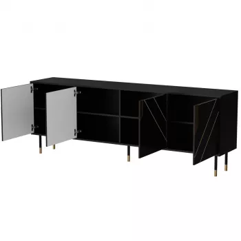 Chest of drawers cama meble Cama 4D MOUNTAIN 204x40x72 cm — Juoda & gold, MDF/particle board