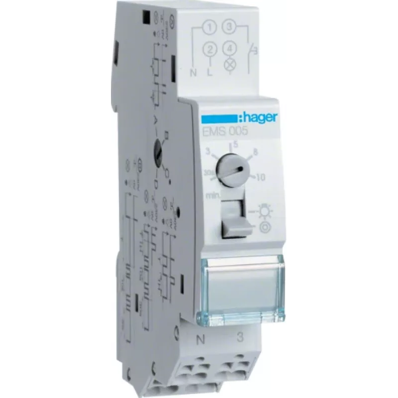 Hager EMS005 - 230 V - 16 A - S tipo - 1 modulis (-iai) - IP20 - -10 - 55 °C