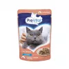 Šlapias kačių ėdalas PREVITAL Cat Food Mix 4 Flavors — vištiena, veršiena, lašiša, paukštiena, 96 x 100 g maišeliai (9,6 kg, suaugusioms katėms)