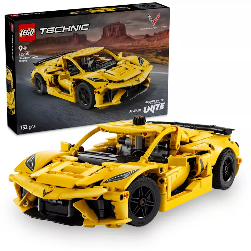 LEGO Technic Corvette Stingray 42205 2-in-1 kabrioletas ir kupė modelis, 732 dalys, 80×270×140 mm