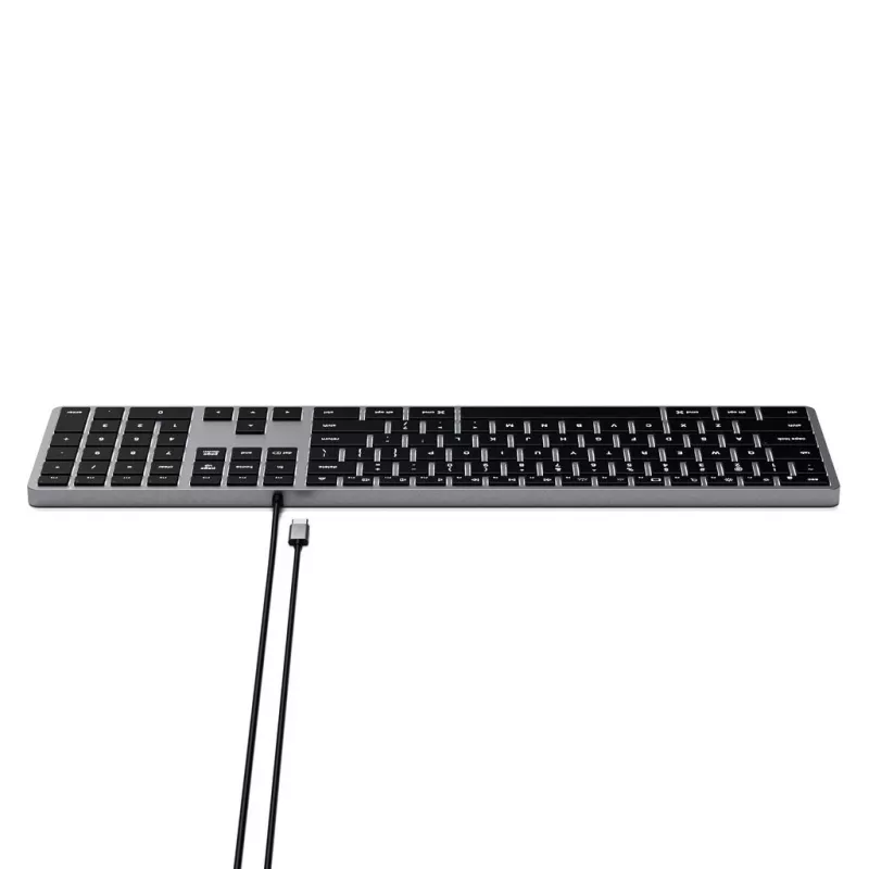 Satechi plonas W3 klaviatūra USB-C su skaičių klaviatūra (pilka)