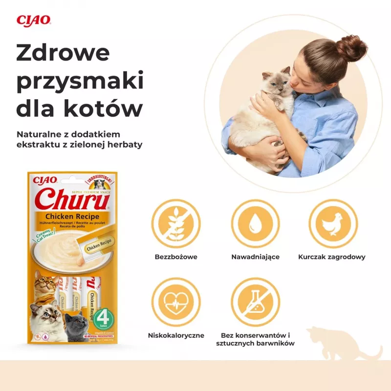 INABA Churu Chicken - kačių skanėstai - 4x14 g