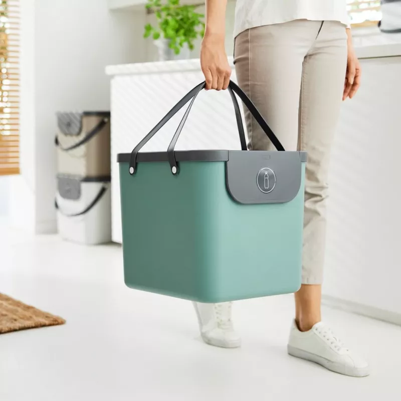 Atliekų talpykla rotho Albula 40 L stačiakampė plastikinė, žalia, 40 L, 400×358×340 mm