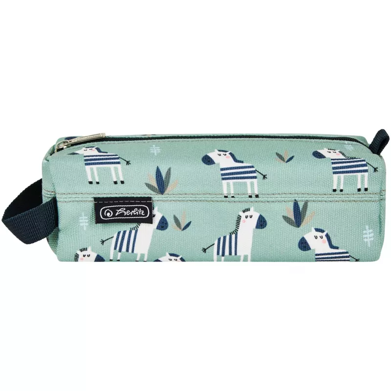 Minkštas penalas Herlitz Quattro Crazy Zebra Poliesteris Juoda Žalia Balta 215x70x80mm