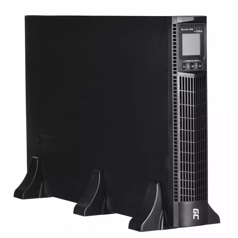 Nepertraukiamo maitinimo šaltinis Green Cell UPS15 — Internetinis dvigubos konversijos 3 kVA (2700 W), 6 kintamosios srovės lizdai, gryna sinusinė banga, LCD, bokštas, 6×12V/9Ah baterijos