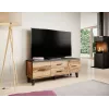 TV staliukas Cama Meble LOTTA 140 cm — wotan ąžuolo rėmas, juoda medžio drožlių plokštės viršus, 1400×400×530 mm