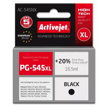 Rašalinė kasetė ActiveJet AC-545NX juoda, suderinama su Canon PG-545XL, XL didelio našumo 16,5 ml pigmentinė