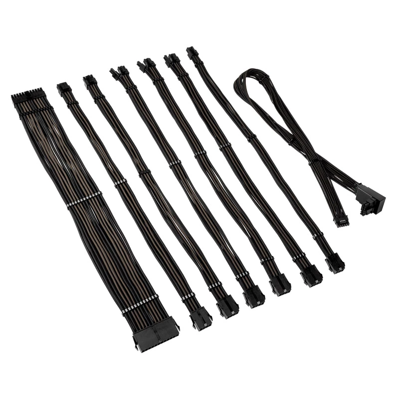 Kabelio / adapterio rinkinys Kolink Core Pro pinta kabelio pratęsimas 12V-2x6 Type 2 — Jet Juoda/Gunmetal