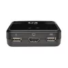 Eaton Tripp Lite serijos 2 prievadų USB/HD kabelių KVM jungiklis su garsu/vaizdu, kabeliais ir USB periferinių įrenginių bendrinimu - KVM-/garso-/USB jungiklis - 2 x KVM/garso/USB - 1 vietinis vartotojas - darbalaukis