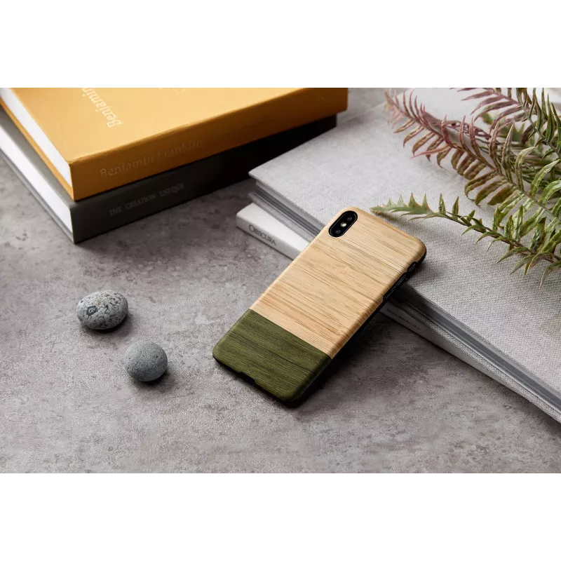 man and wood išmaniojo telefono dėklas iPhone XS Max — bambukų miško medinis galinis skydelis, apsauginis apvalkalas