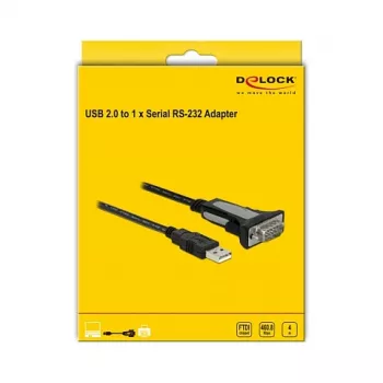 USB 2.0 Type-A į 1 x nuoseklioji RS-232 DB9 4 m DeLOCK 66323