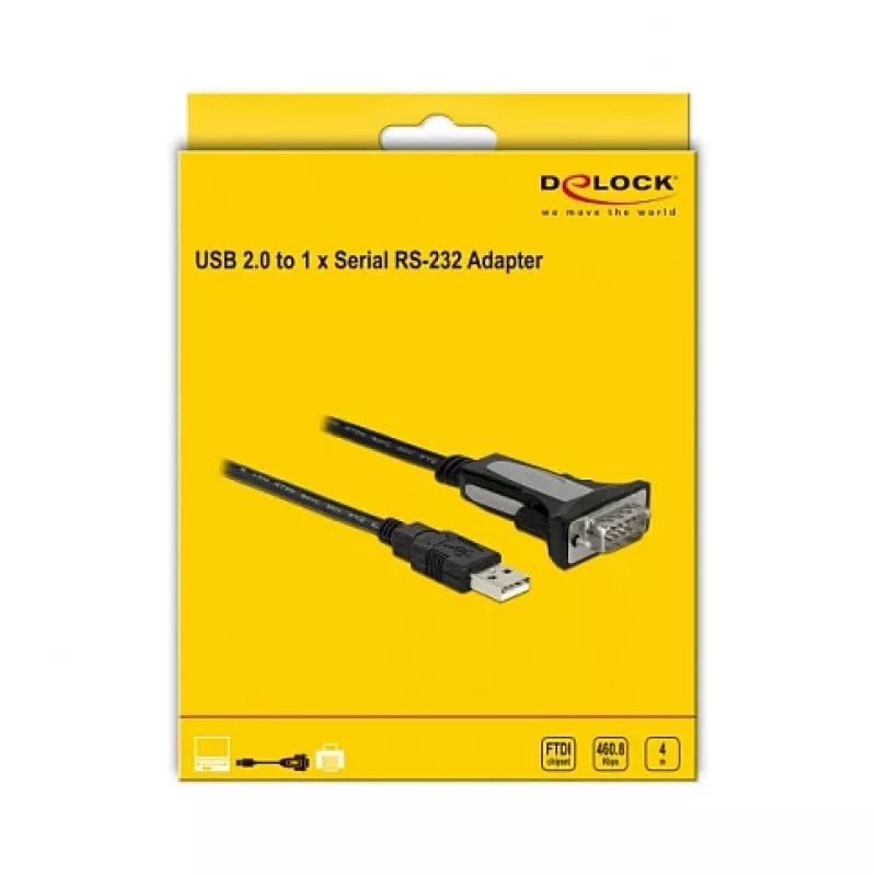 USB 2.0 Type-A į 1 x nuoseklioji RS-232 DB9 4 m DeLOCK 66323