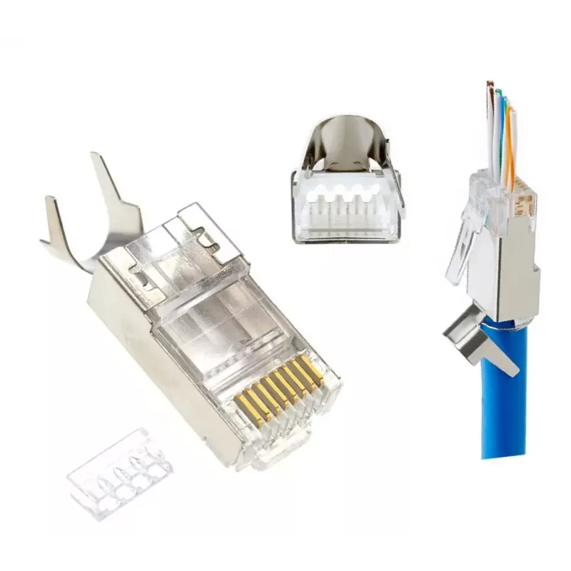 RJ45 jungtys GEMBIRD CAT7 8P8C auksuotos 15µ FTP/SFTP pakuotėje 50 vnt.