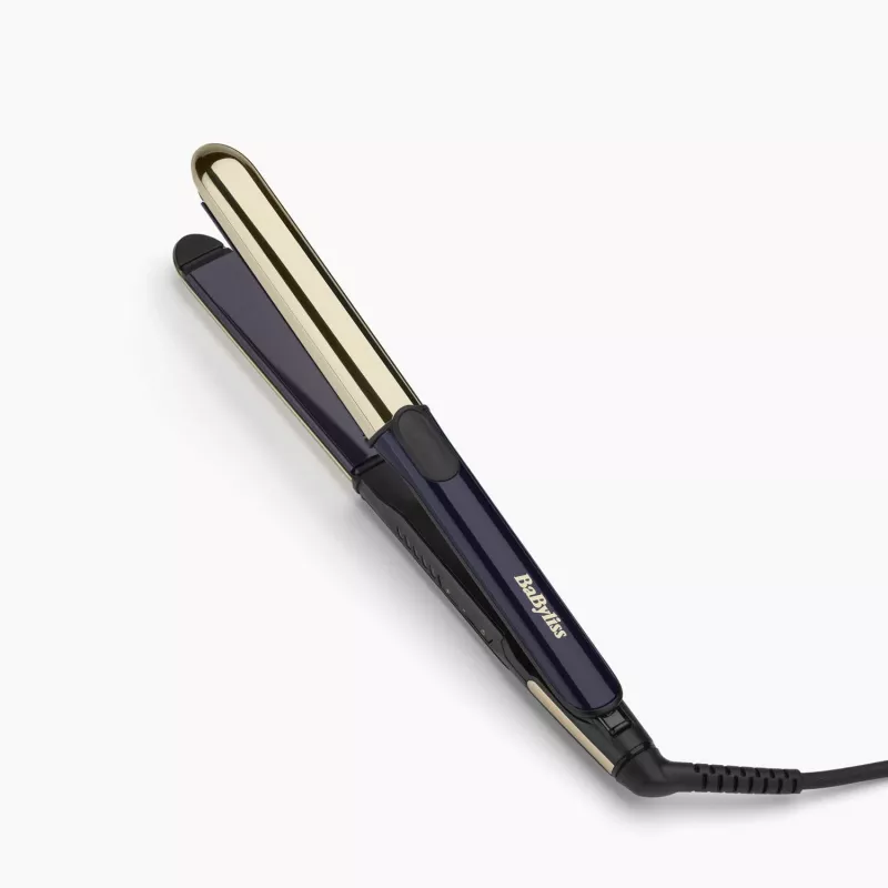 Tiesintuvas plaukams BABYLISS ST484E — Keraminės plokštelės, Warm technologija, 230V, 3,3 m laidas, juodas/auksinis