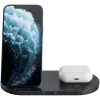 Belaidis įkroviklis 2in1 QI 10W/USB-C/LED juodas