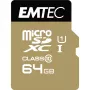 EMTEC Gold+ - „Flash“ atminties kortelė (su SD adapteriu) - 64 GB - 10 klasė - „microSD“ - auksinė (ECMSDM64GXC10GP)