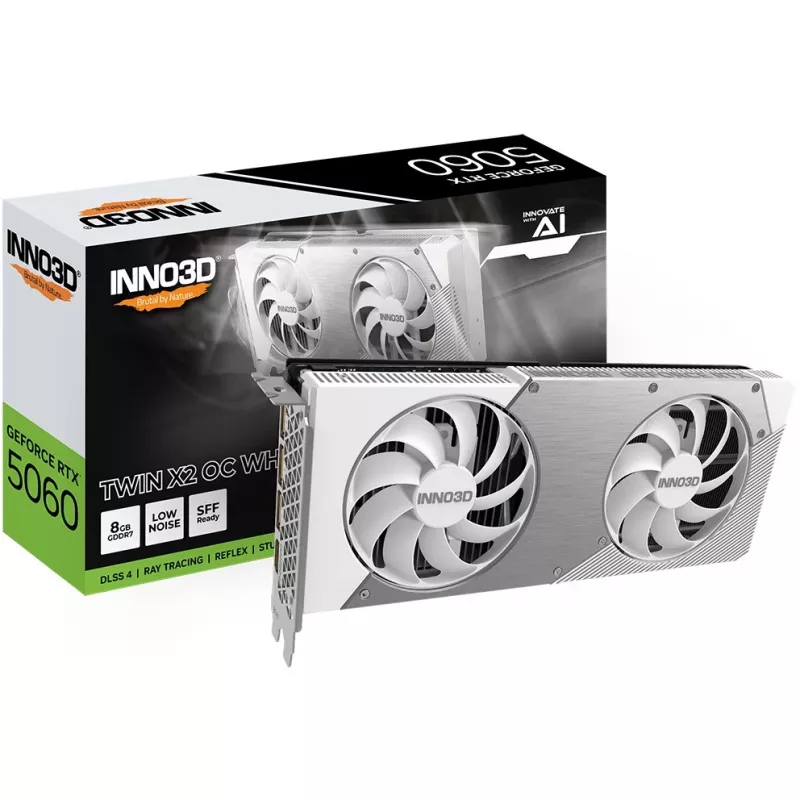 Vaizdo plokštė Inno3D GeForce RTX 5060 Twin X2 OC — 8 GB GDDR7, 128 bitų, PCIe 5.0, 2280 MHz