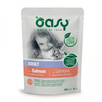 Oasy gabaliukai padaže suaugusioms katėms Lašiša 85 g