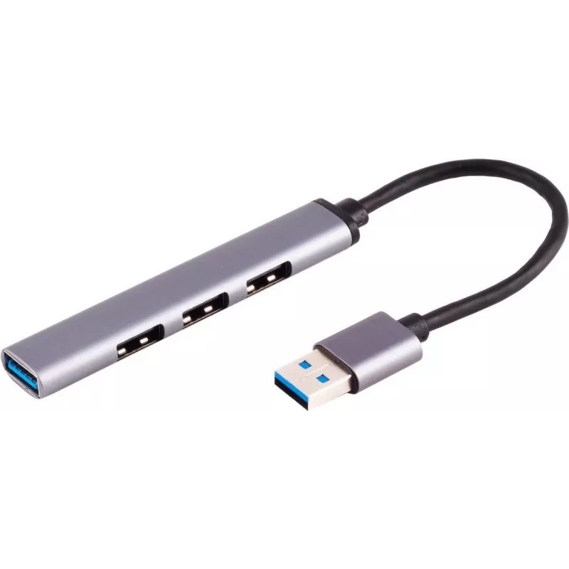 S/CONN 13-50001 USB šakotuvas, USB 3.2 Gen 1 Type-A, 5000 Mbit/s, pilkas
