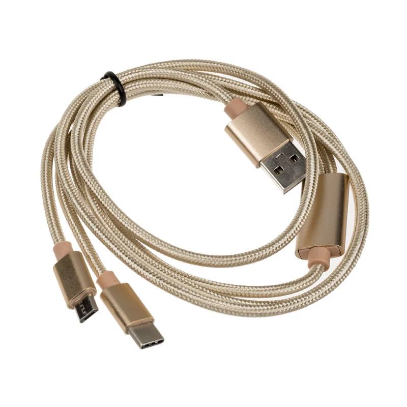 Akasa AK-CBUB42-12GL USB laidas 1,2 m USB 2.0 USB A USB C/Micro-USB B auksinis (AK-CBUB42-12GL)