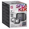 Staliniai 2.1 garsiakalbiai DEFENDER V13 — 11 W RMS (6 W palydovai, 5 W žemų dažnių garsiakalbis), maitinami per USB, 3,5 mm įvestis, juodi