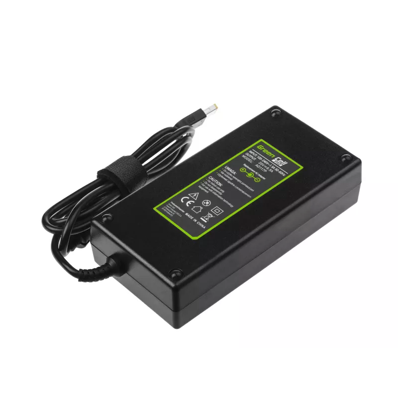 Maitinimo adapteris Green Cell AD117P 170W 20V 8,5A nešiojamiesiems kompiuteriams Lenovo, skirtas naudoti patalpose, AC-DC, juodas