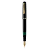 Pelikan M200, juoda, auksinė, integruota pildymo sistema, derva, auksinis, kursyvinis plunksnagalis, auksinis, nerūdijantis plienas