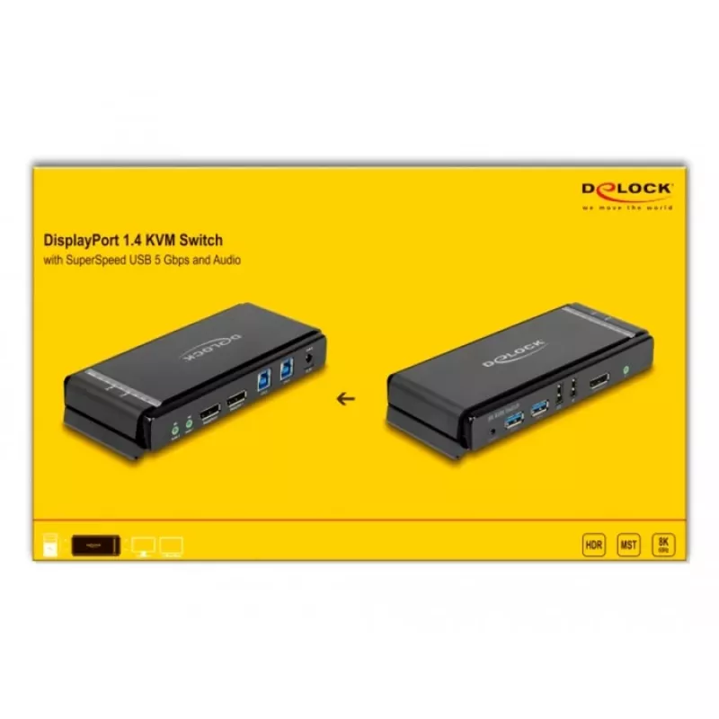 KVM jungiklis DeLOCK DisplayPort 1.4 8K 60Hz USB Audio