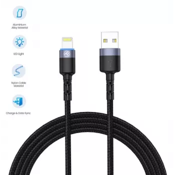 USB į Lightning duomenų laidas Tellur 1,2 m nailono pynė juodas