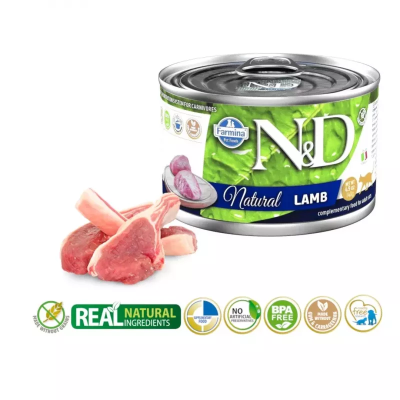 FARMINA N&D Cat Natural Lamb - šlapias kačių maistas - 140 g
