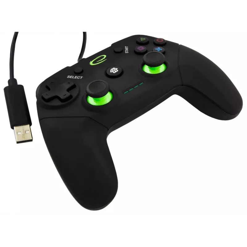 Žaidimų pultelis ESPERANZA EGG110K laidinis USB su vibracija, 12 mygtukų, 1,5 m laidas – PC ir PS3