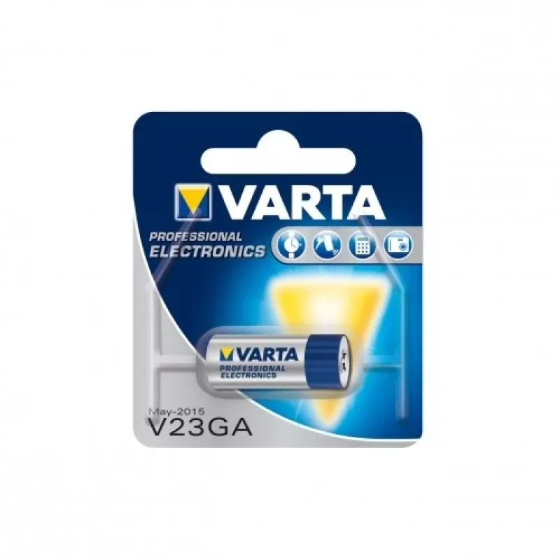 Šarminė plokščioji baterija Varta V23GA 52 mAh — cinko‑mangano monetos tipo elementas