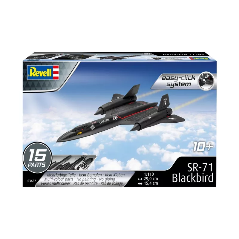 Revell 1/110 mastelio Lockheed SR-71 Juoda Bird Easy Click modelio rinkinys