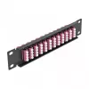Skaidulinis optinis pataisymo skydelis DeLOCK 10 colių 12 prievadų LC Quad violetinis 1U juodas