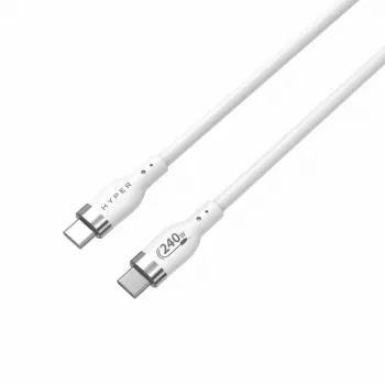 HYPER HyperJuice 240W Silikoninis USB-C į USB-C laidas (3 pėdos/1 m) - Baltas