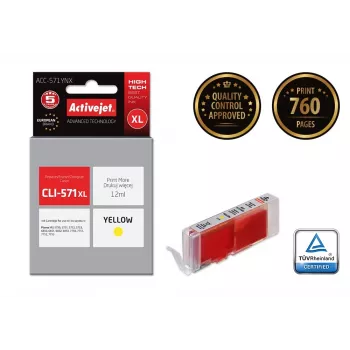 Activejet ACC-571YNX rašalas (pakaitinis Canon CLI-571XLY; Supreme; 12 ml; geltonas)