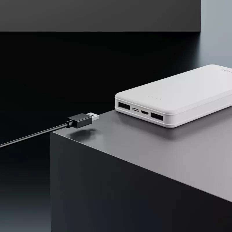 Išorinė baterija Extralink EPB-078W 10000 mAh balta, USB-C, 10 W išvestis, įkrauna iki 2 įrenginių